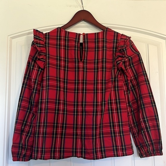 J Crew Crew Cuts Plaid Ruffle Top Size 12 - Picture 5 of 8